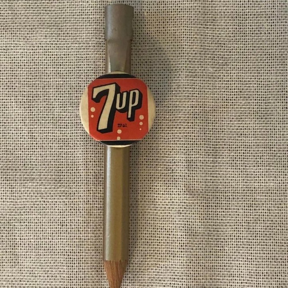 Vintage 1.75" Red 7up Pencil Clip W/Pencil